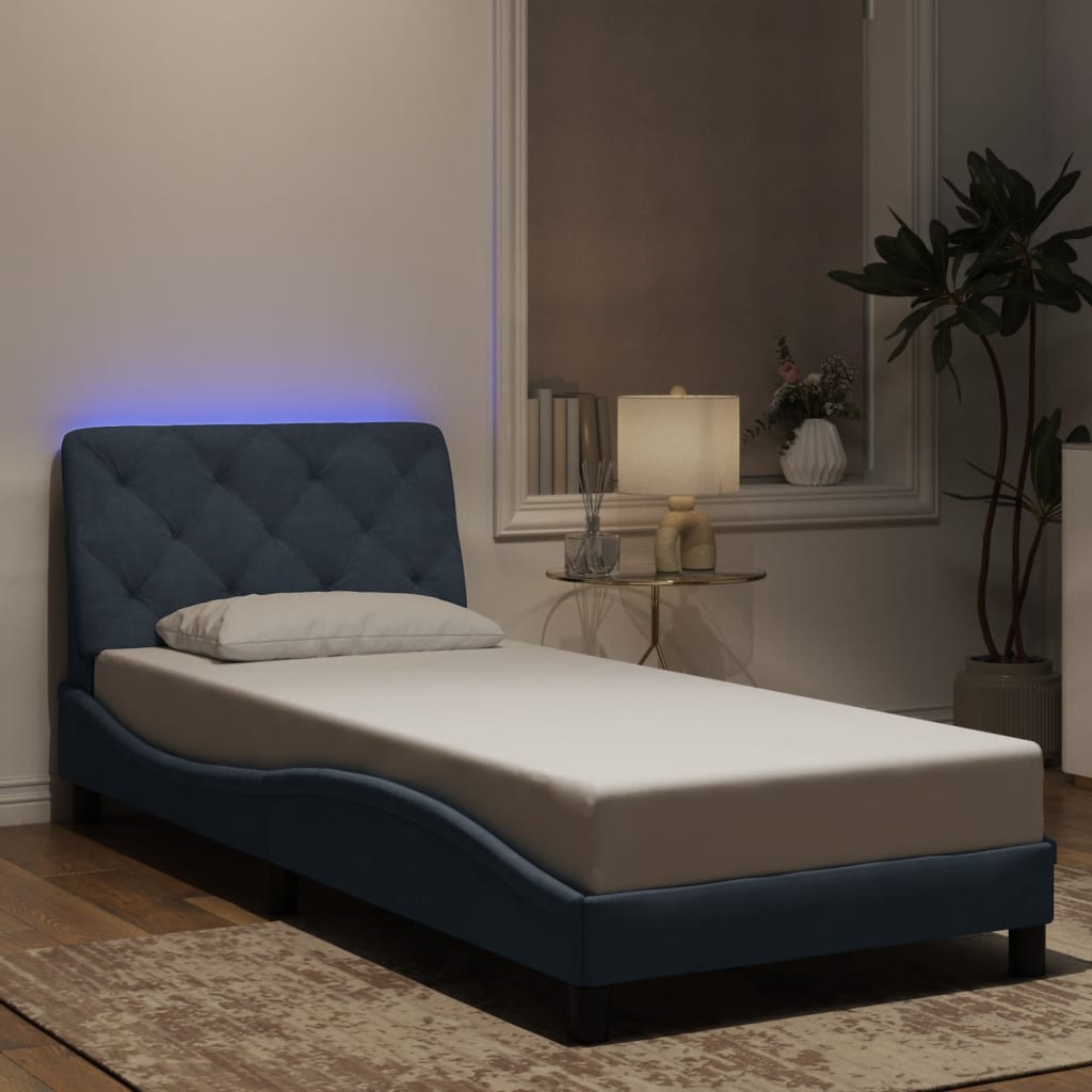 Bedframe met LED zonder matras fluweel donkergrijs 90x190 cm is nu te koop bij PeponiXL, paradijselijk wonen!