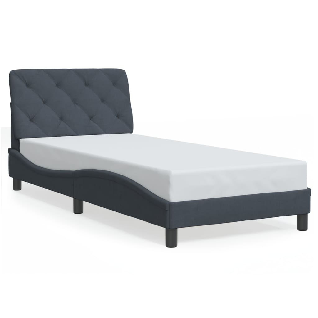 Bedframe met LED zonder matras fluweel donkergrijs 90x190 cm is nu te koop bij PeponiXL, paradijselijk wonen!