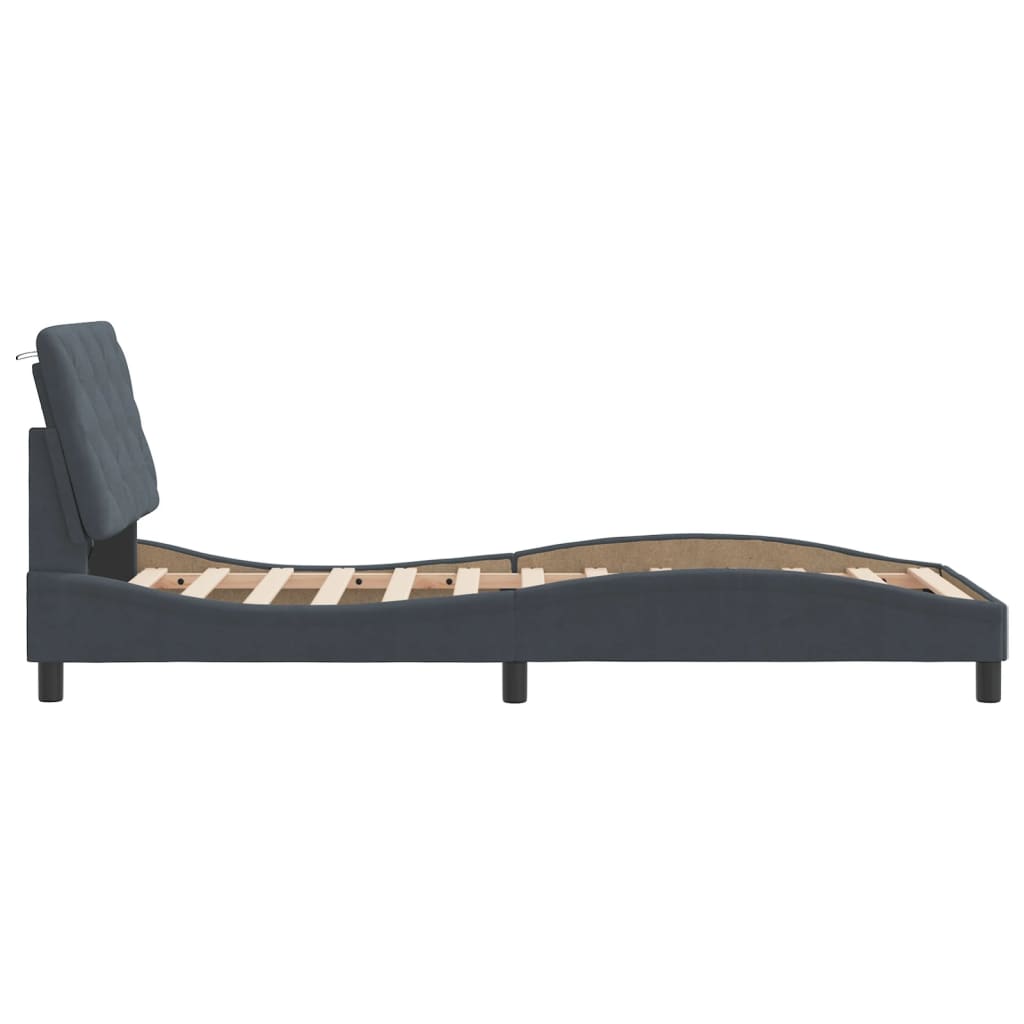 Bedframe met LED zonder matras fluweel donkergrijs 90x190 cm is nu te koop bij PeponiXL, paradijselijk wonen!
