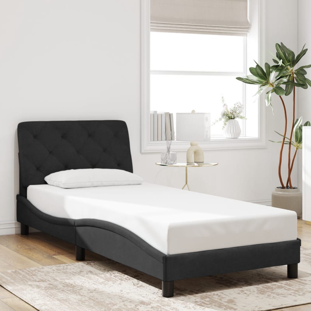 Bedframe met LED zonder matras fluweel zwart 90x190 cm is nu te koop bij PeponiXL, paradijselijk wonen!