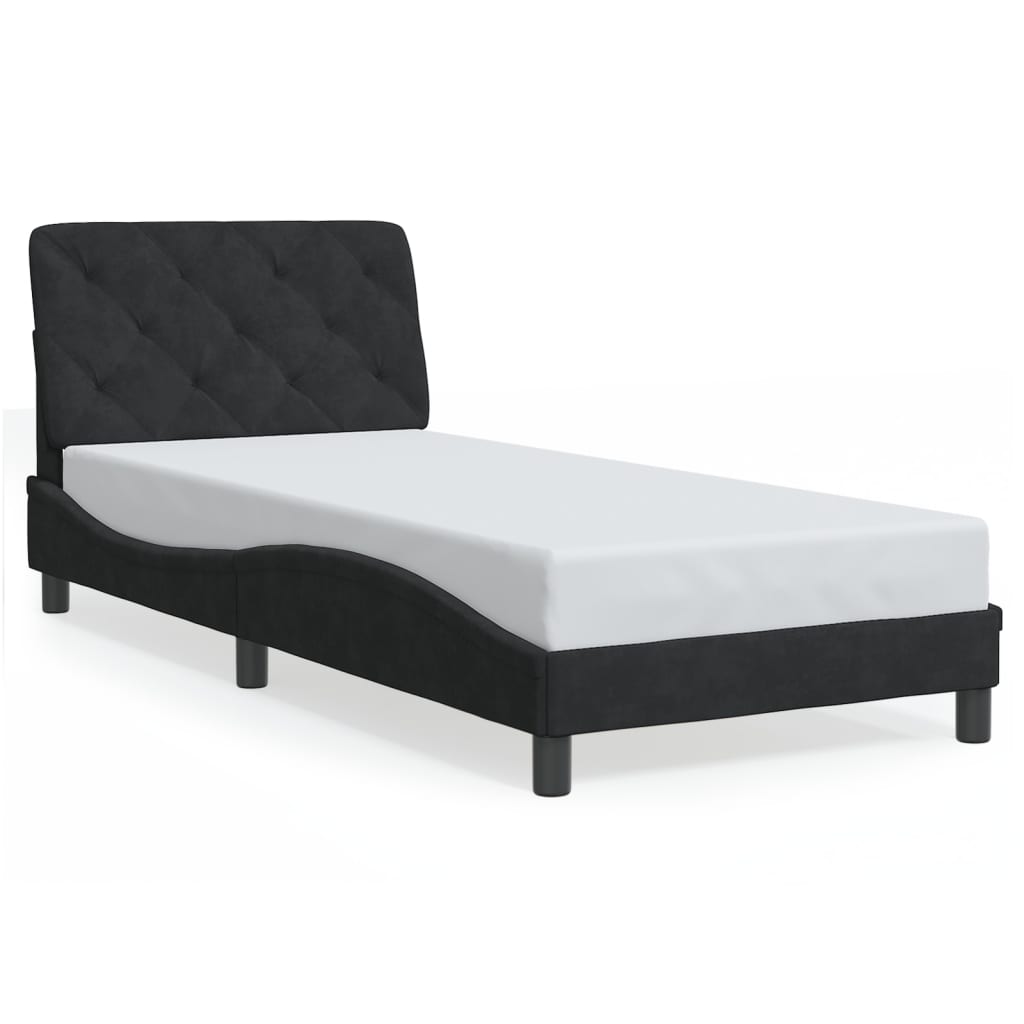 Bedframe met LED zonder matras fluweel zwart 90x190 cm is nu te koop bij PeponiXL, paradijselijk wonen!