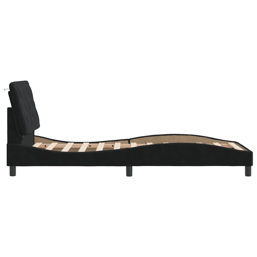 Bedframe met LED zonder matras fluweel zwart 90x190 cm is nu te koop bij PeponiXL, paradijselijk wonen!