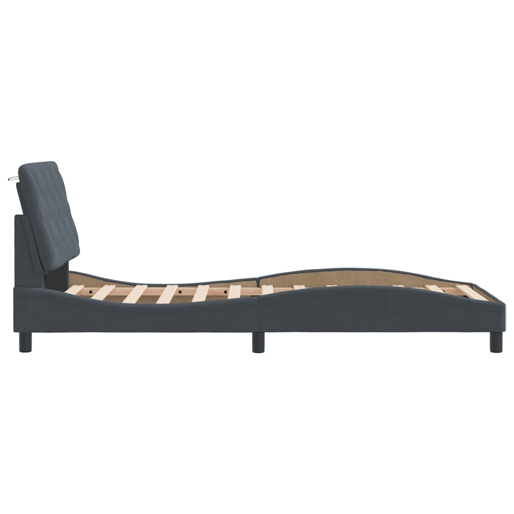 Bedframe met LED zonder matras fluweel donkergrijs 90x200 cm is nu te koop bij PeponiXL, paradijselijk wonen!