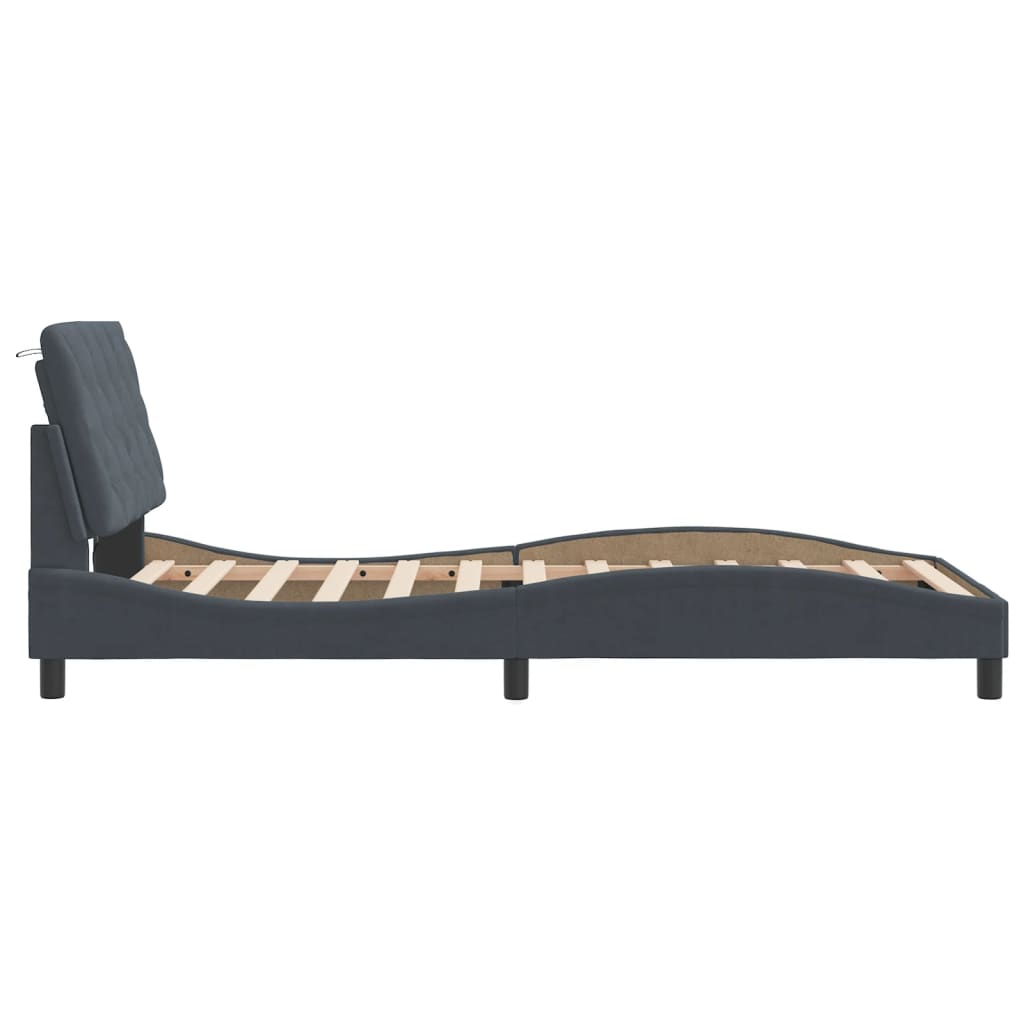 Bedframe met LED zonder matras fluweel donkergrijs 100x200 cm is nu te koop bij PeponiXL, paradijselijk wonen!