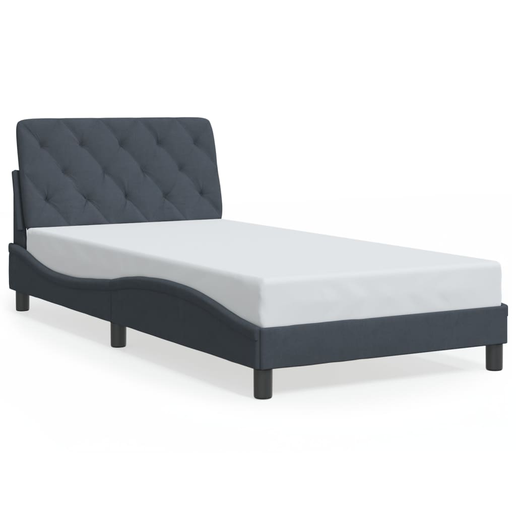 Bedframe met LED zonder matras fluweel donkergrijs 100x200 cm is nu te koop bij PeponiXL, paradijselijk wonen!