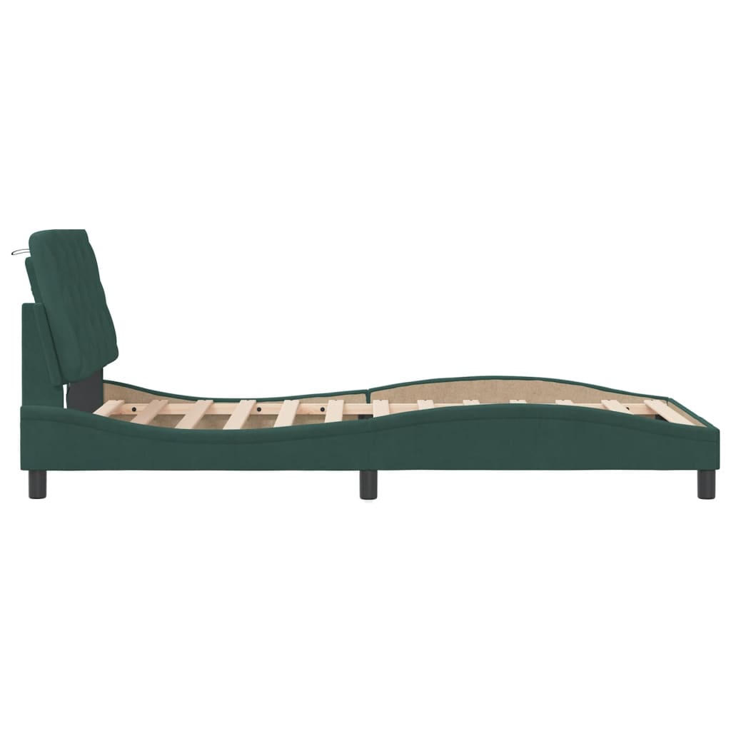 Bedframe met LED zonder matras fluweel donkergroen 100x200 cm is nu te koop bij PeponiXL, paradijselijk wonen!