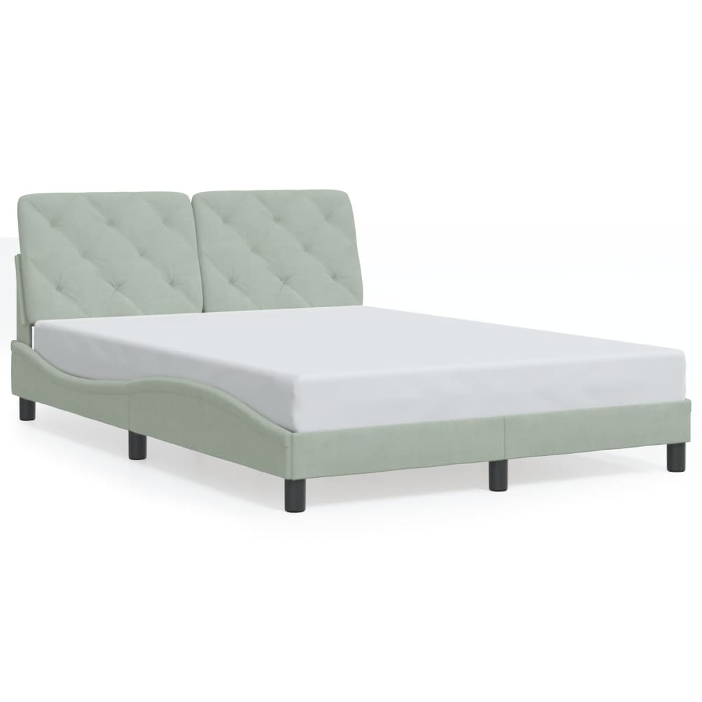 Bedframe met LED zonder matras fluweel lichtgrijs 120x200 cm is nu te koop bij PeponiXL, paradijselijk wonen!
