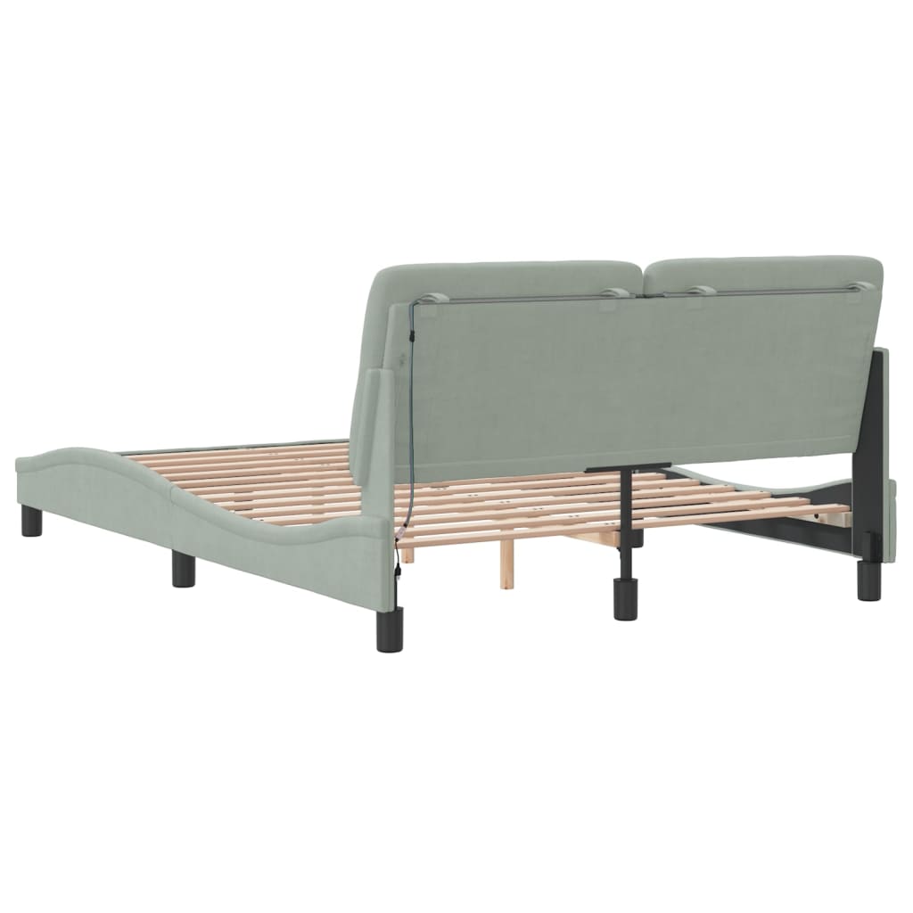 Bedframe met LED zonder matras fluweel lichtgrijs 120x200 cm is nu te koop bij PeponiXL, paradijselijk wonen!