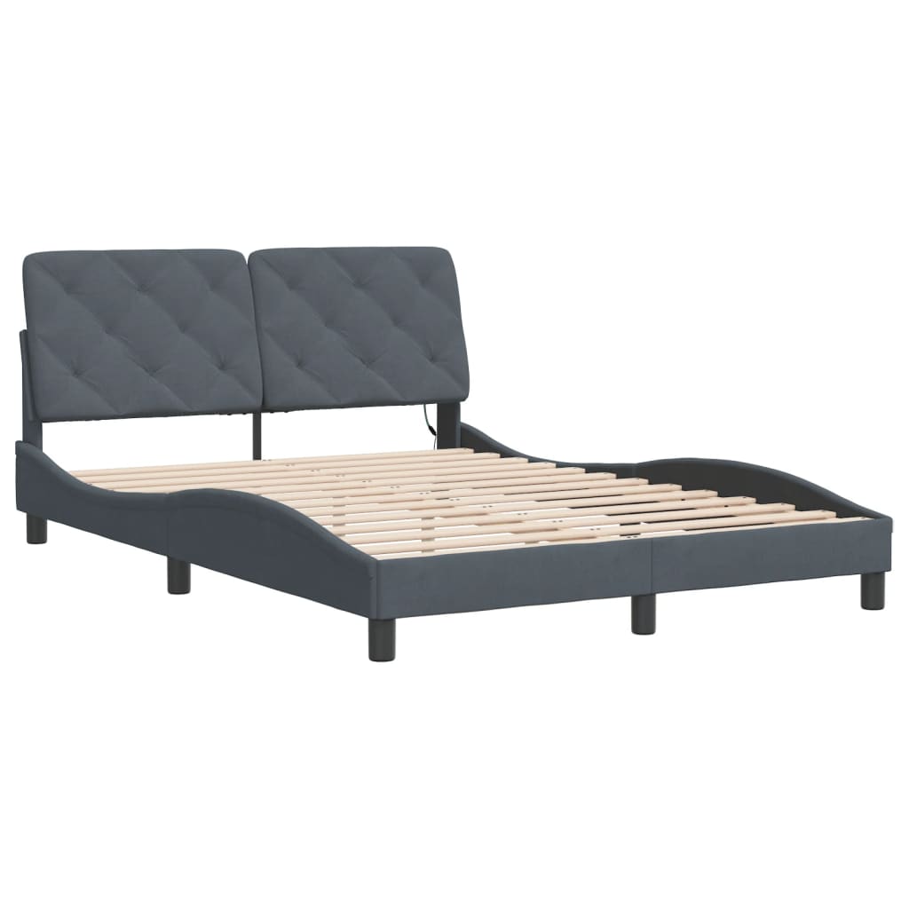 Bedframe met LED zonder matras fluweel donkergrijs 120x200 cm is nu te koop bij PeponiXL, paradijselijk wonen!