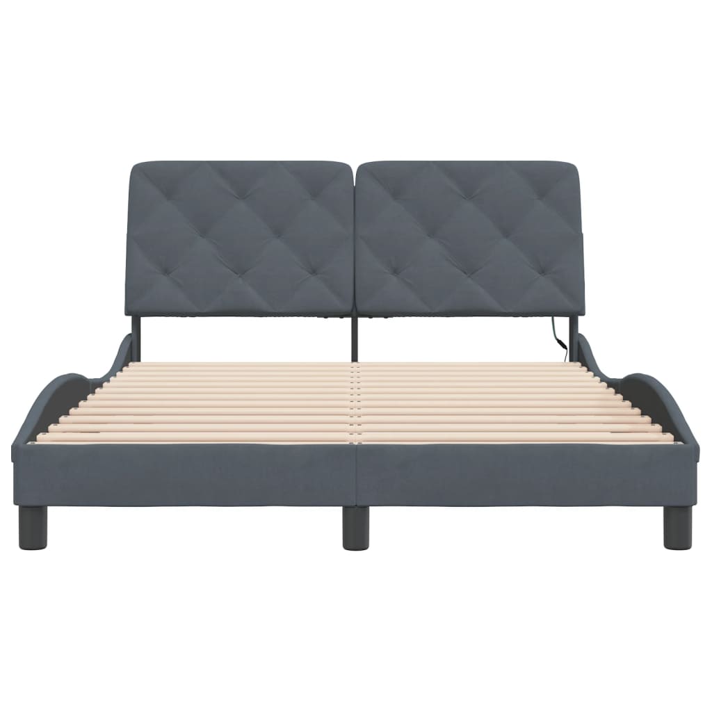 Bedframe met LED zonder matras fluweel donkergrijs 120x200 cm is nu te koop bij PeponiXL, paradijselijk wonen!