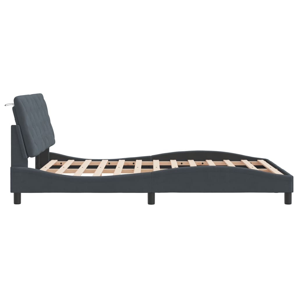 Bedframe met LED zonder matras fluweel donkergrijs 120x200 cm is nu te koop bij PeponiXL, paradijselijk wonen!