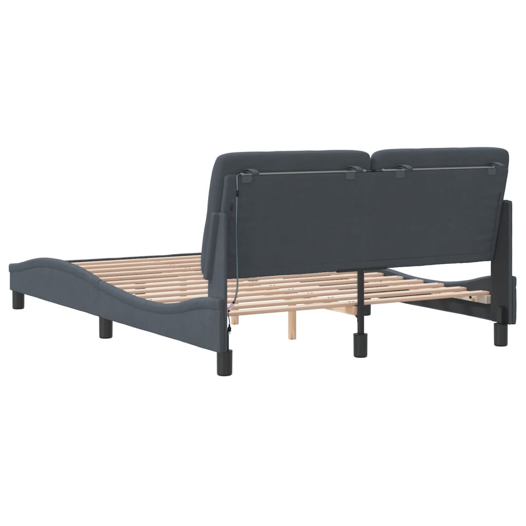 Bedframe met LED zonder matras fluweel donkergrijs 120x200 cm is nu te koop bij PeponiXL, paradijselijk wonen!