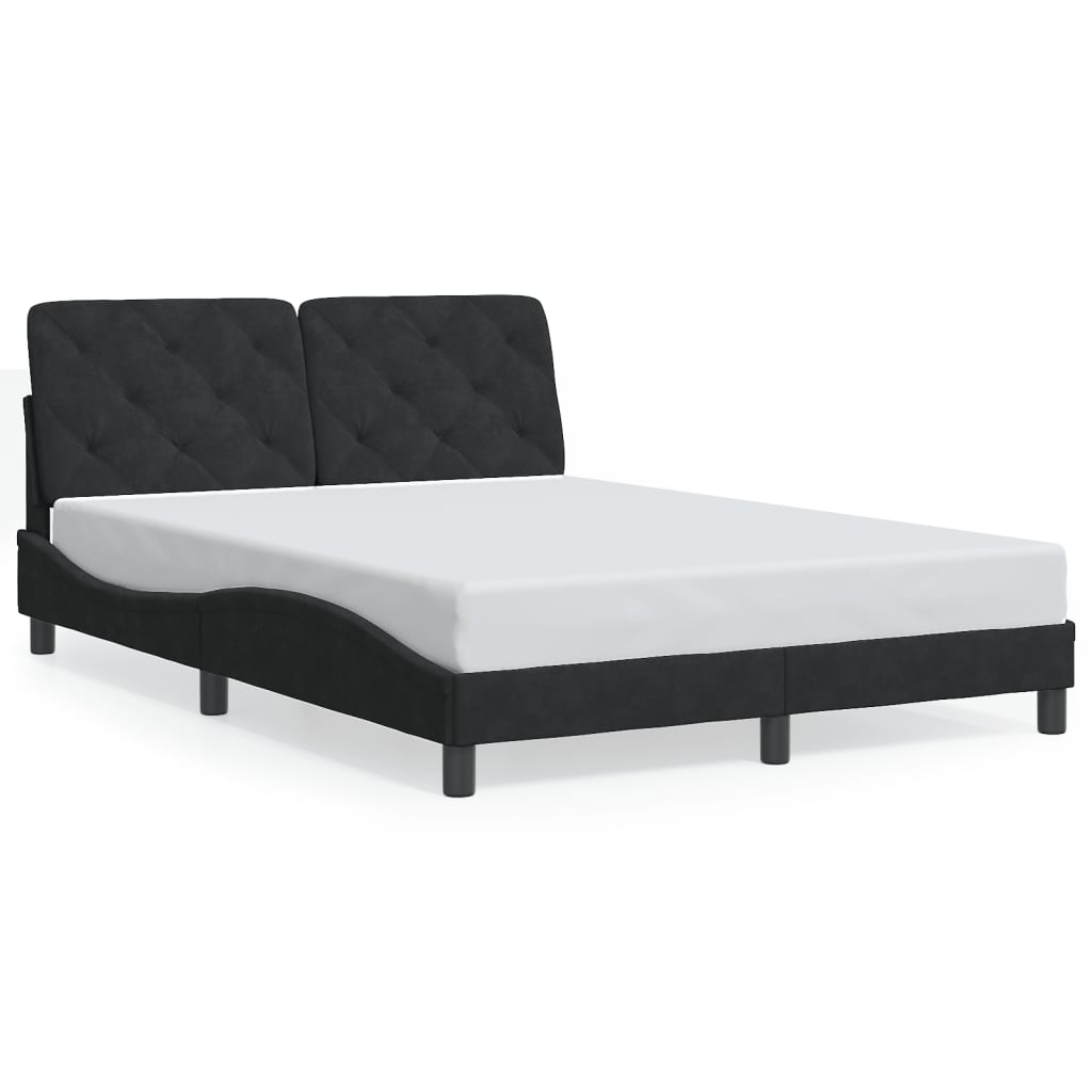 Bedframe met LED zonder matras fluweel zwart 120x200 cm is nu te koop bij PeponiXL, paradijselijk wonen!