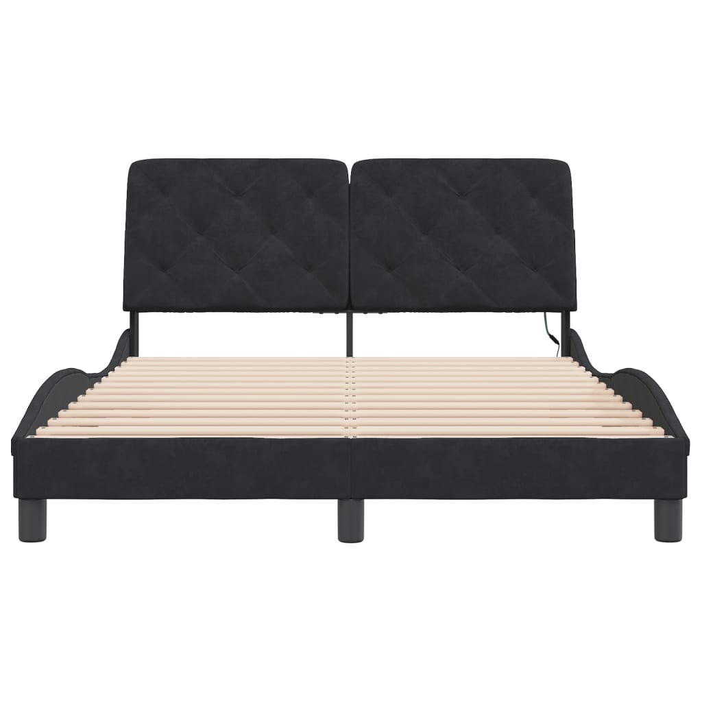 Bedframe met LED zonder matras fluweel zwart 120x200 cm is nu te koop bij PeponiXL, paradijselijk wonen!