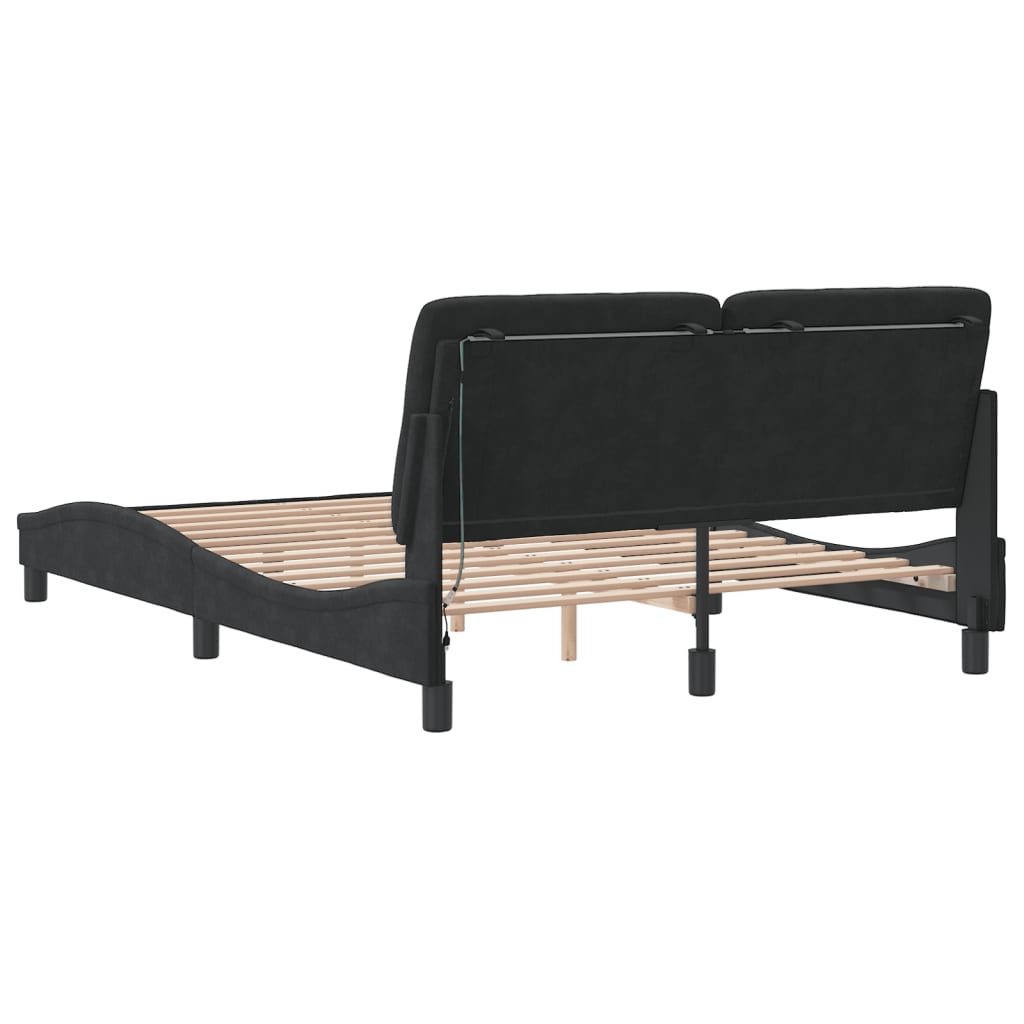 Bedframe met LED zonder matras fluweel zwart 120x200 cm is nu te koop bij PeponiXL, paradijselijk wonen!