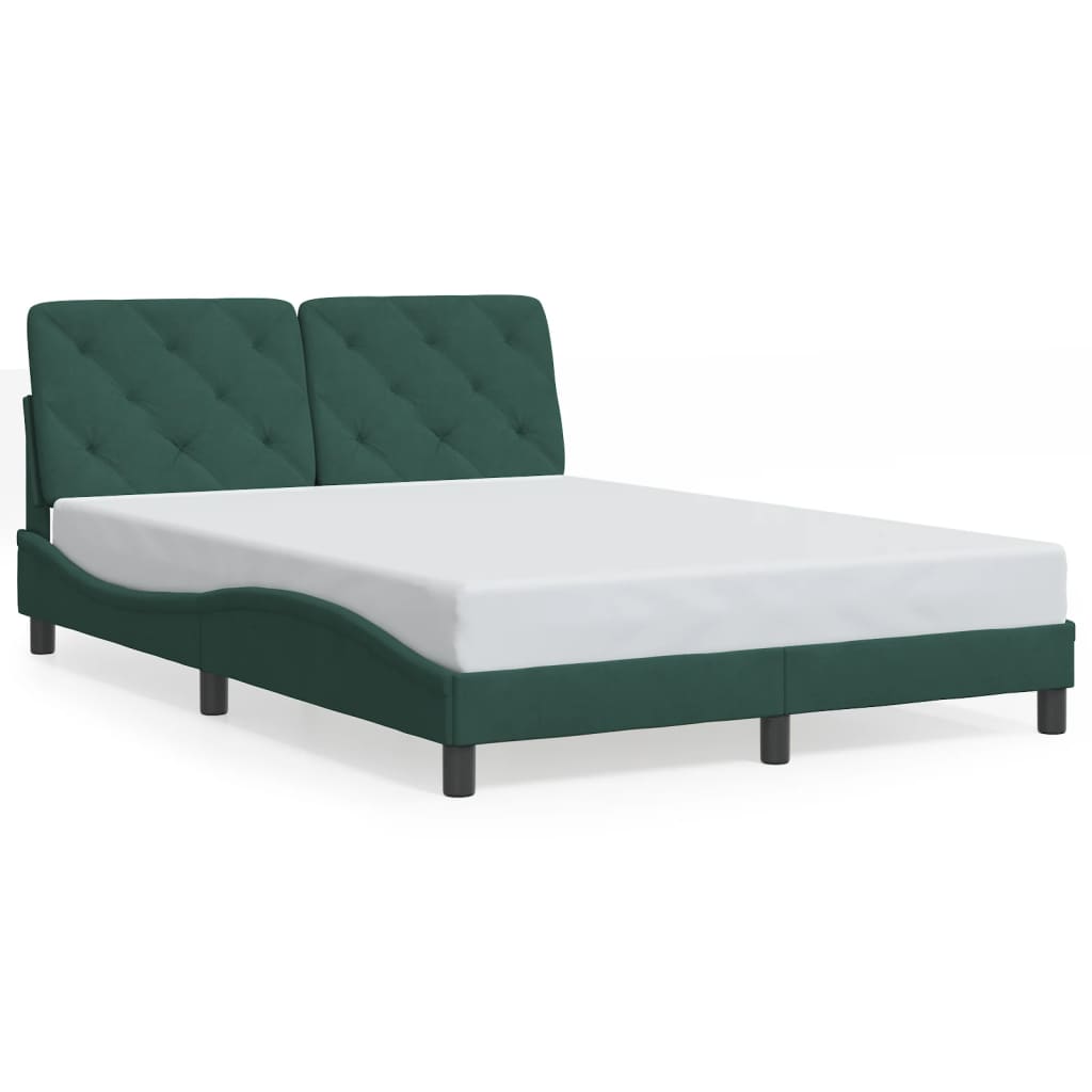 Bedframe met LED zonder matras fluweel donkergroen 120x200 cm is nu te koop bij PeponiXL, paradijselijk wonen!