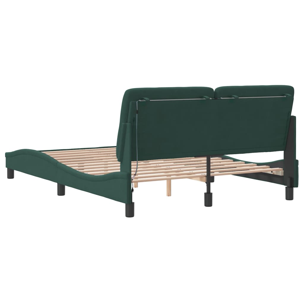 Bedframe met LED zonder matras fluweel donkergroen 120x200 cm is nu te koop bij PeponiXL, paradijselijk wonen!