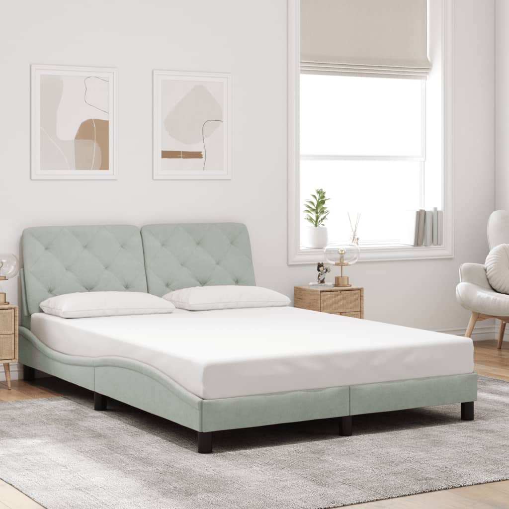 Bedframe met LED zonder matras fluweel lichtgrijs 140x190 cm is nu te koop bij PeponiXL, paradijselijk wonen!