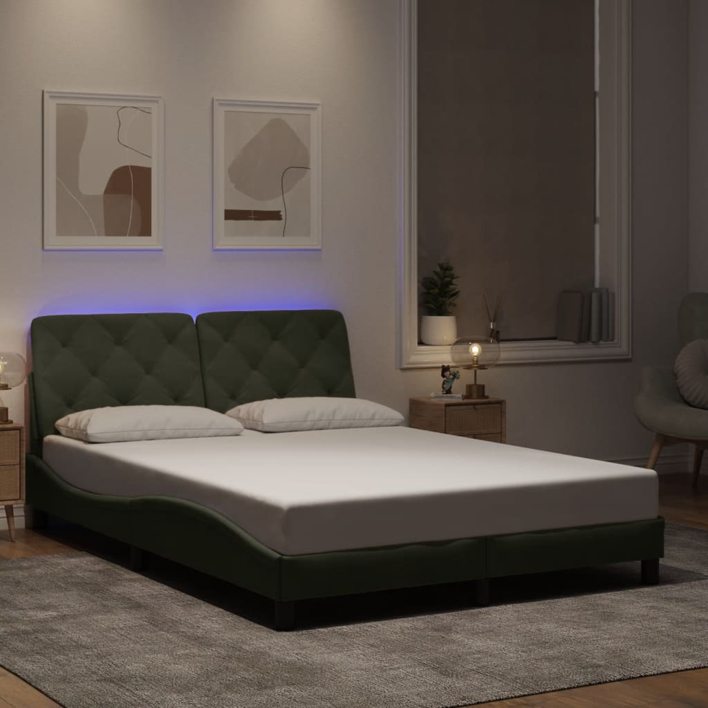 Bedframe met LED zonder matras fluweel lichtgrijs 140x190 cm is nu te koop bij PeponiXL, paradijselijk wonen!