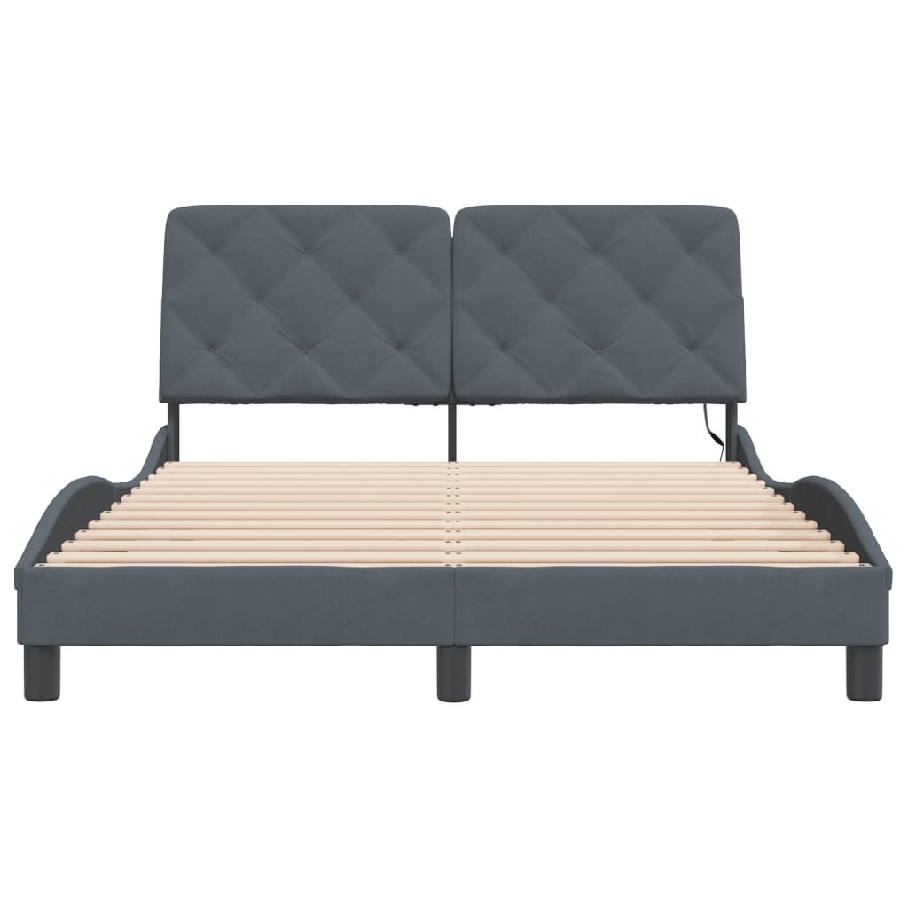Bedframe met LED zonder matras fluweel donkergrijs 140x190 cm is nu te koop bij PeponiXL, paradijselijk wonen!