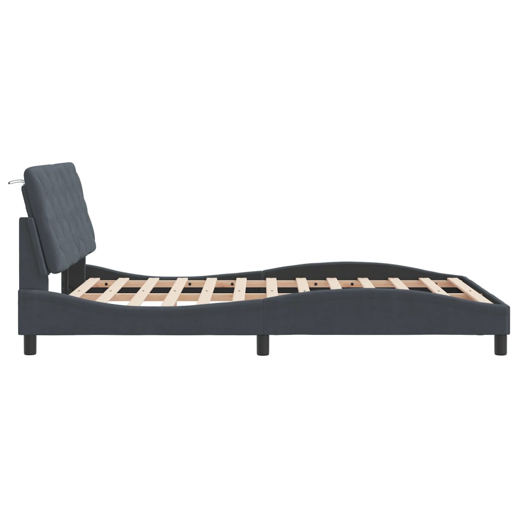 Bedframe met LED zonder matras fluweel donkergrijs 140x190 cm is nu te koop bij PeponiXL, paradijselijk wonen!
