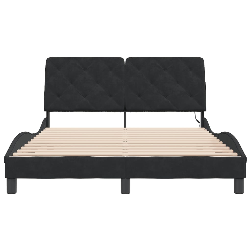 Bedframe met LED zonder matras fluweel zwart 140x190 cm is nu te koop bij PeponiXL, paradijselijk wonen!