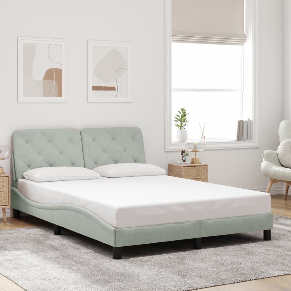Bedframe met LED zonder matras fluweel lichtgrijs 140x200 cm is nu te koop bij PeponiXL, paradijselijk wonen!