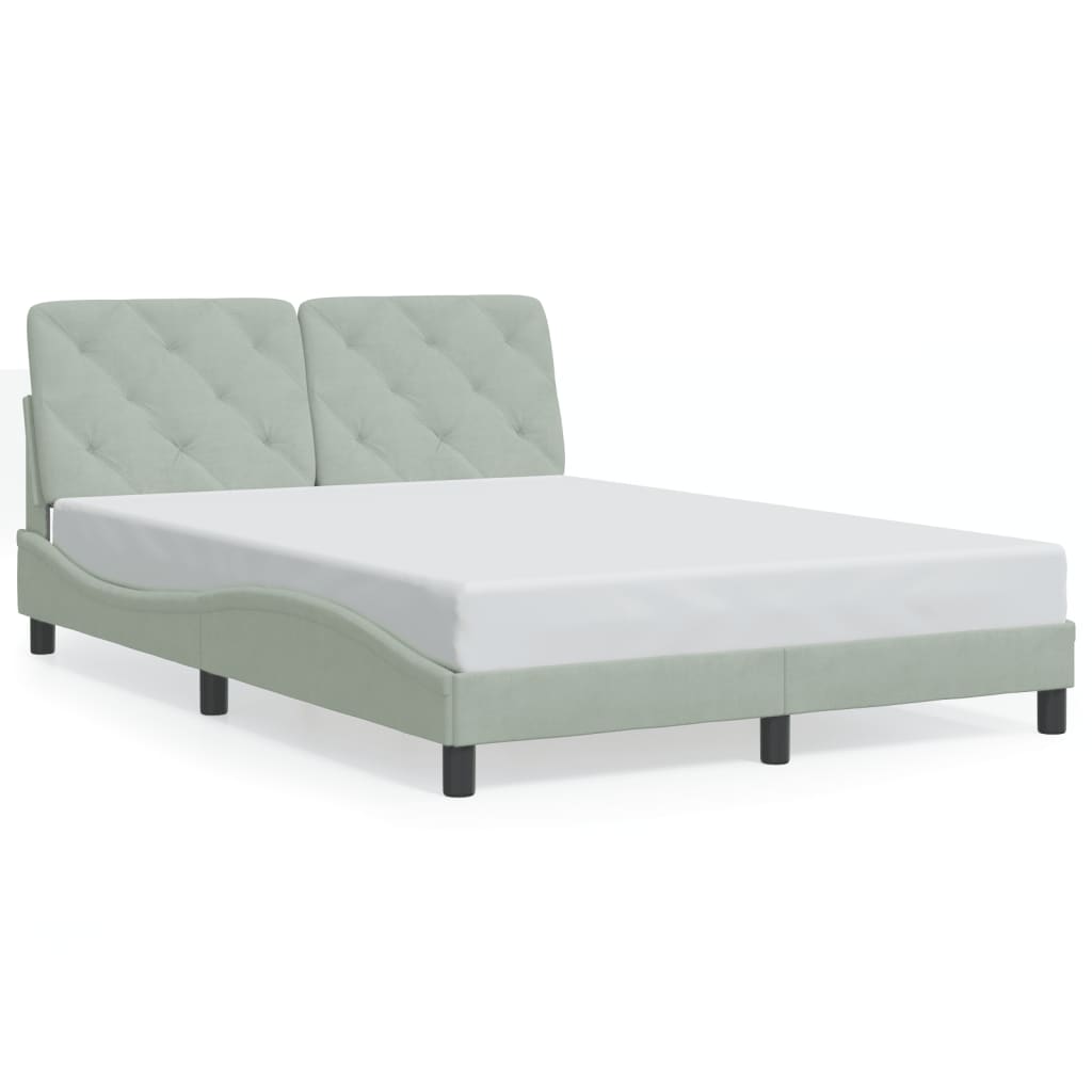 Bedframe met LED zonder matras fluweel lichtgrijs 140x200 cm is nu te koop bij PeponiXL, paradijselijk wonen!