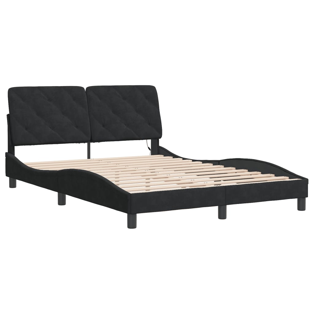 Bedframe met LED zonder matras fluweel zwart 140x200 cm is nu te koop bij PeponiXL, paradijselijk wonen!