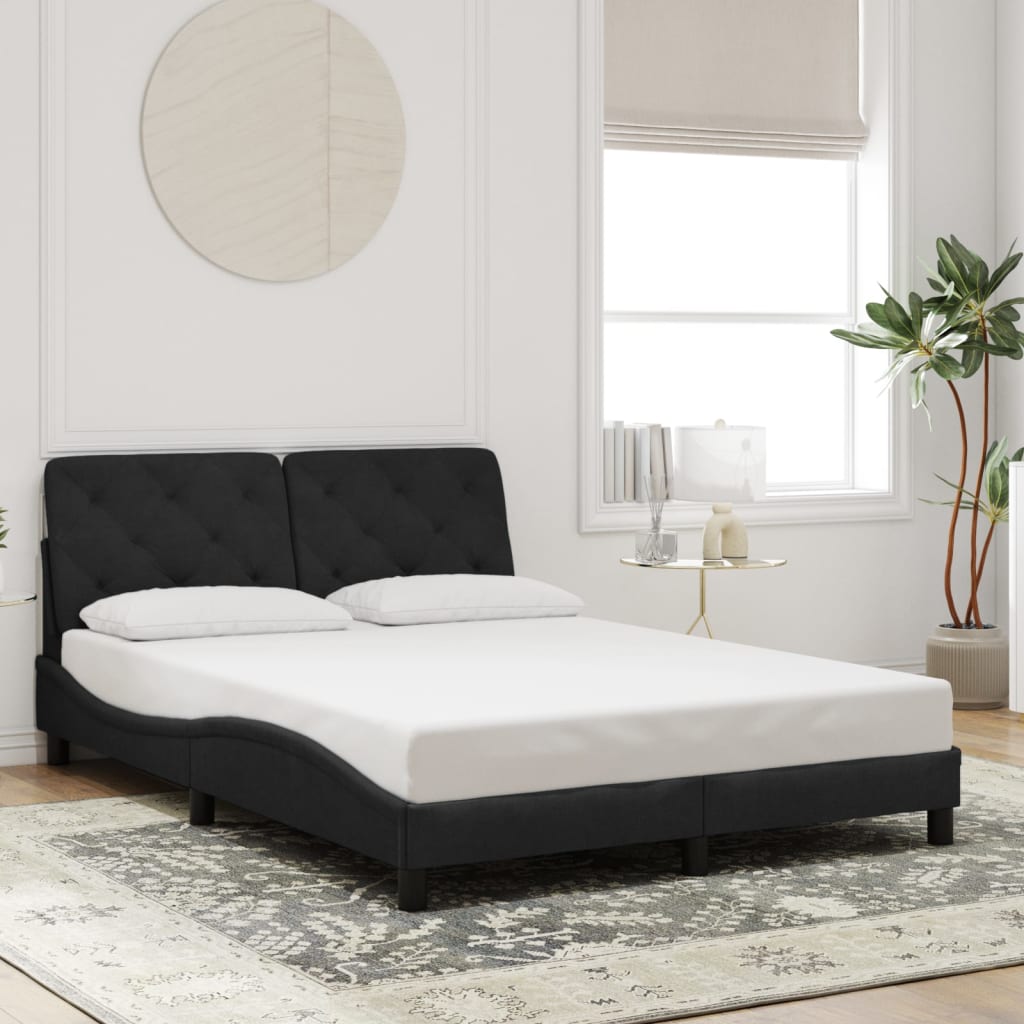 Bedframe met LED zonder matras fluweel zwart 140x200 cm is nu te koop bij PeponiXL, paradijselijk wonen!