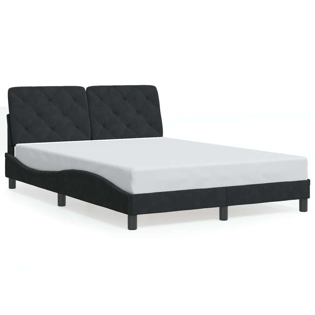 Bedframe met LED zonder matras fluweel zwart 140x200 cm is nu te koop bij PeponiXL, paradijselijk wonen!