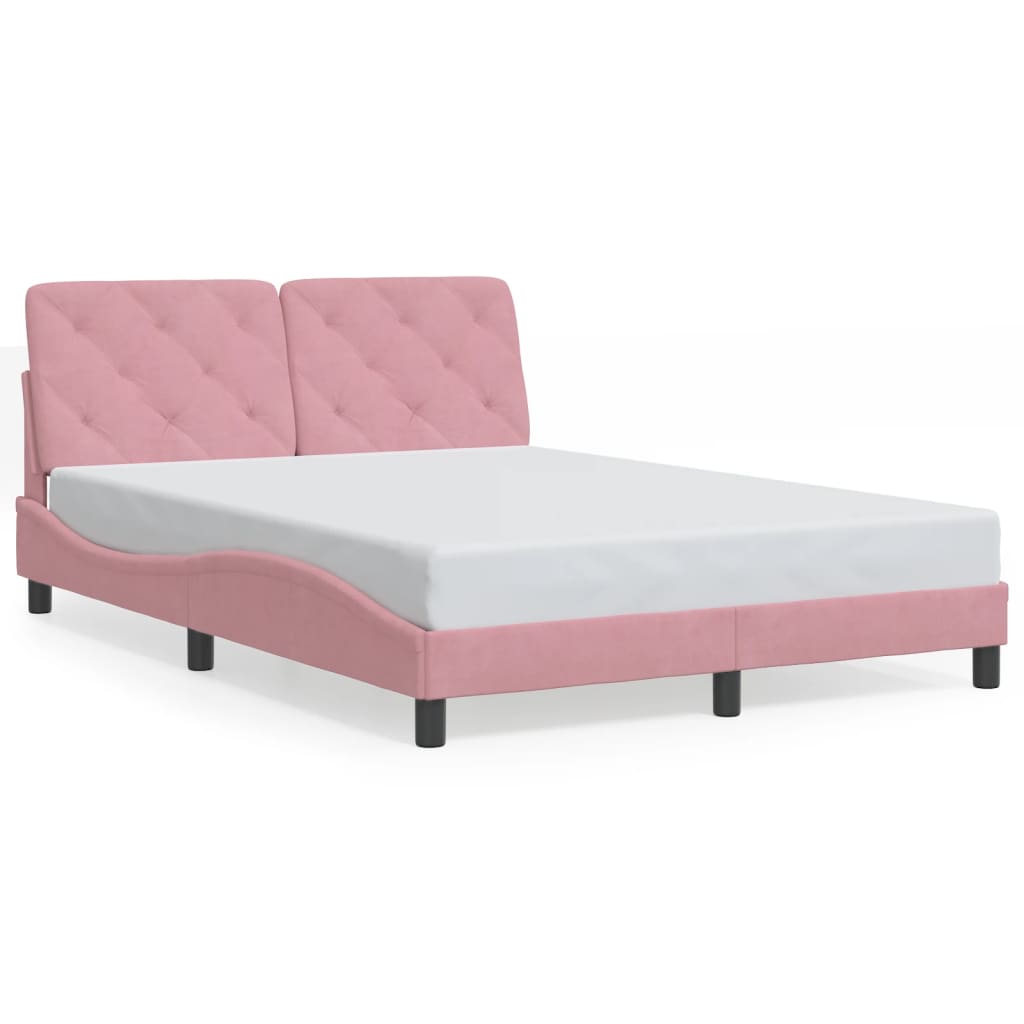 Bedframe met LED zonder matras fluweel roze 140x200 cm is nu te koop bij PeponiXL, paradijselijk wonen!