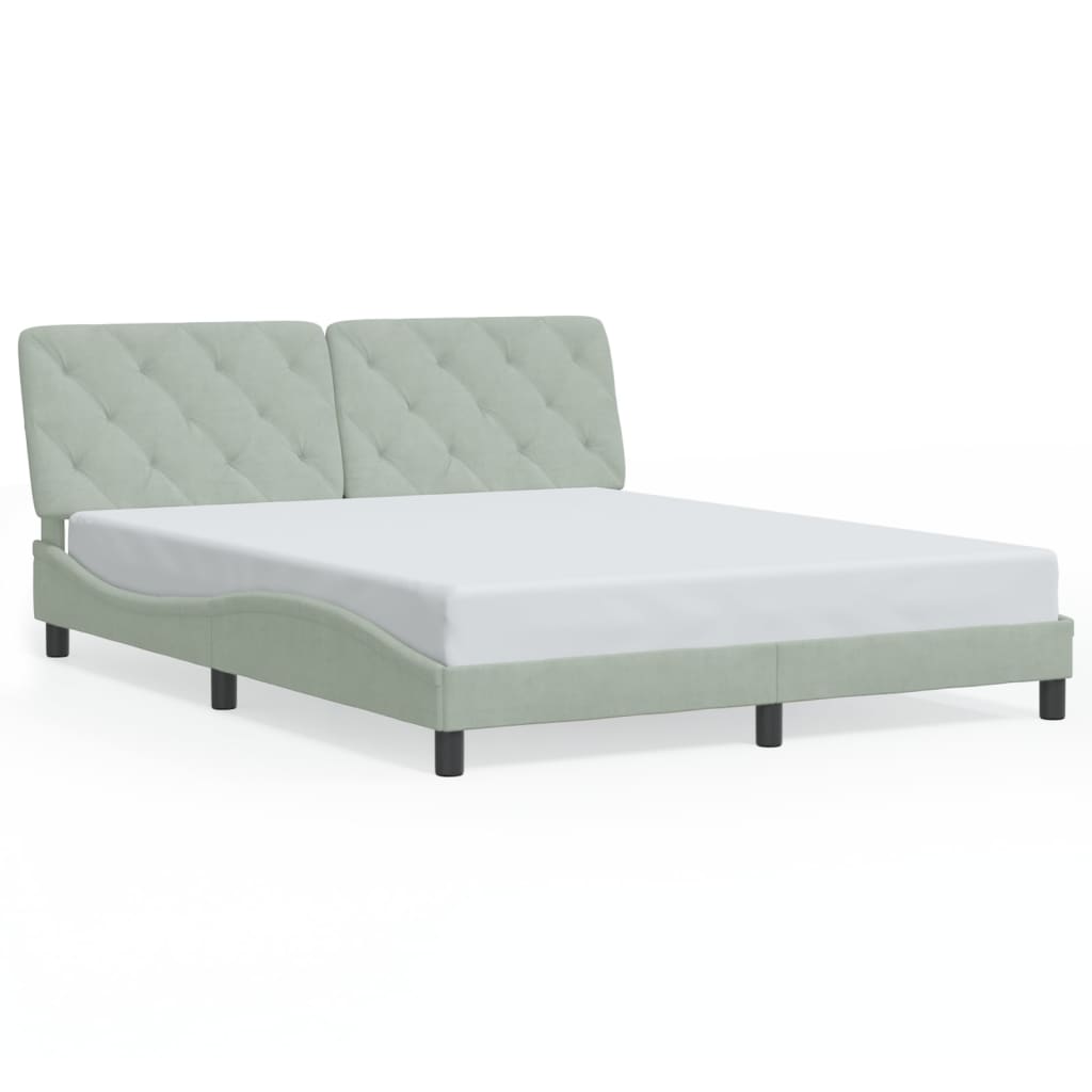 Bedframe met LED zonder matras fluweel lichtgrijs 160x200 cm is nu te koop bij PeponiXL, paradijselijk wonen!