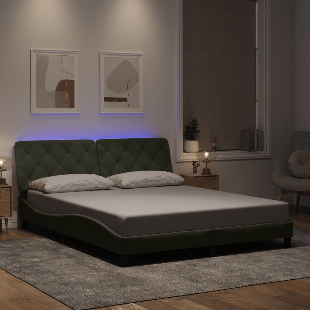 Bedframe met LED zonder matras fluweel lichtgrijs 160x200 cm is nu te koop bij PeponiXL, paradijselijk wonen!