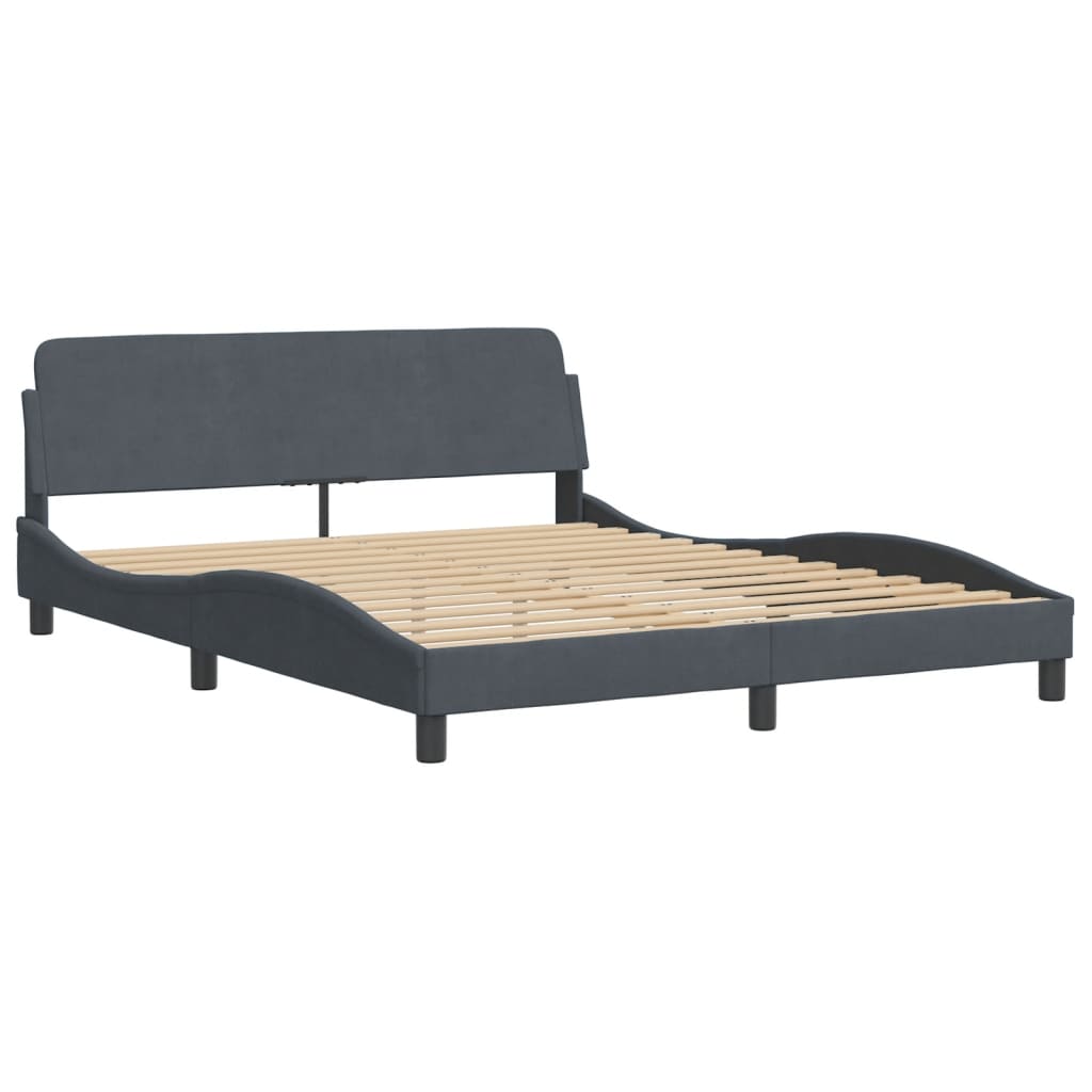 Bedframe met LED zonder matras fluweel donkergrijs 160x200 cm is nu te koop bij PeponiXL, paradijselijk wonen!