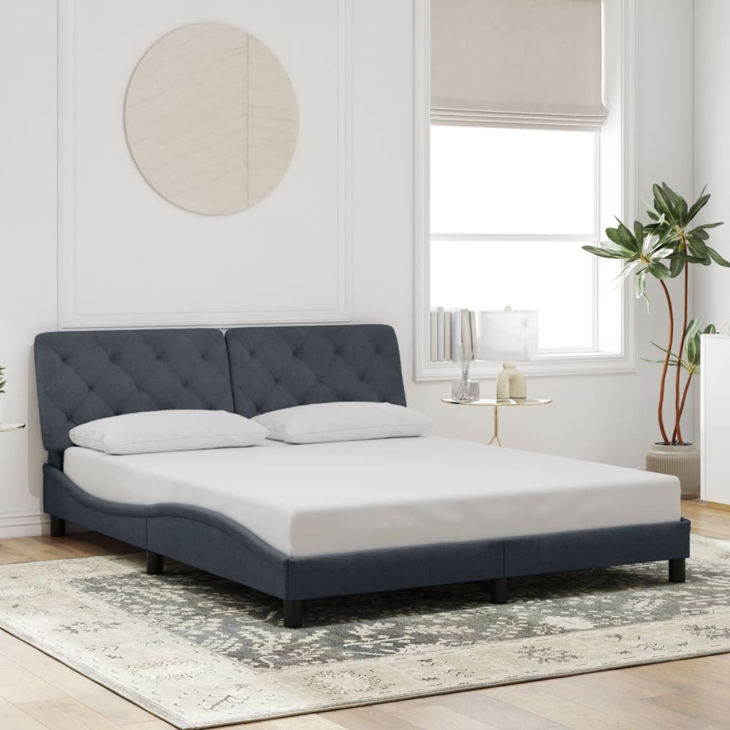 Bedframe met LED zonder matras fluweel donkergrijs 160x200 cm is nu te koop bij PeponiXL, paradijselijk wonen!