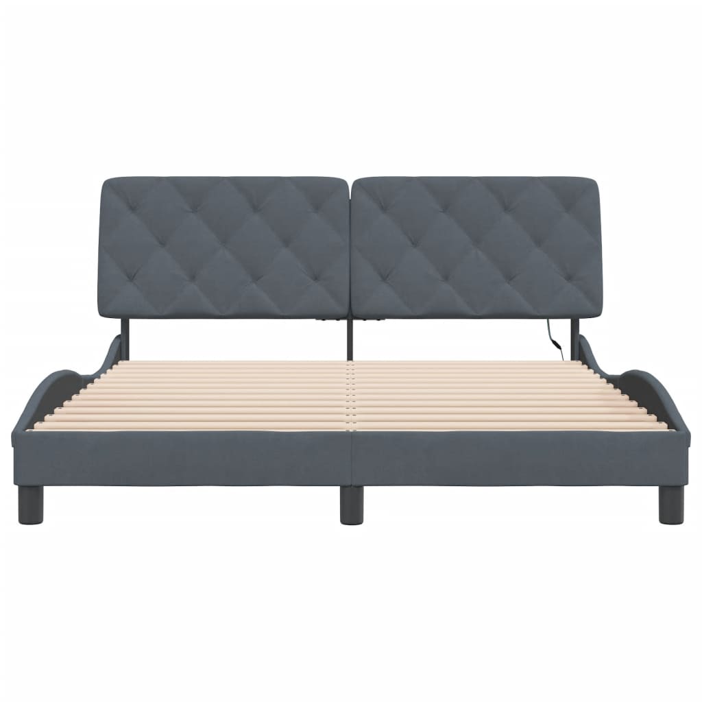 Bedframe met LED zonder matras fluweel donkergrijs 160x200 cm is nu te koop bij PeponiXL, paradijselijk wonen!