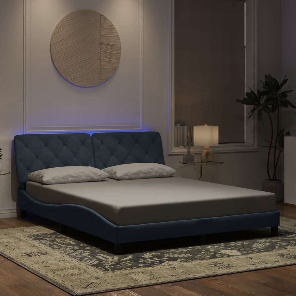 Bedframe met LED zonder matras fluweel donkergrijs 160x200 cm is nu te koop bij PeponiXL, paradijselijk wonen!