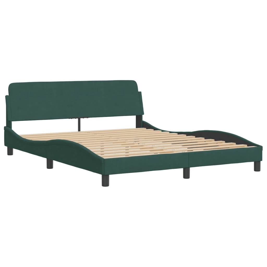 Bedframe met LED zonder matras fluweel donkergroen 160x200 cm is nu te koop bij PeponiXL, paradijselijk wonen!