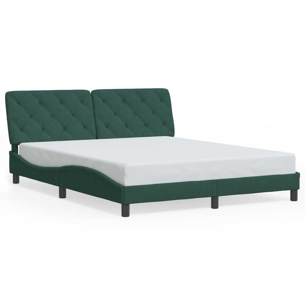 Bedframe met LED zonder matras fluweel donkergroen 160x200 cm is nu te koop bij PeponiXL, paradijselijk wonen!
