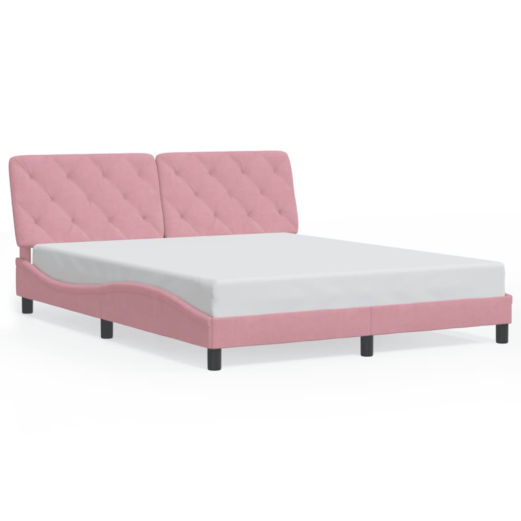 Bedframe met LED zonder matras fluweel roze 160x200 cm is nu te koop bij PeponiXL, paradijselijk wonen!