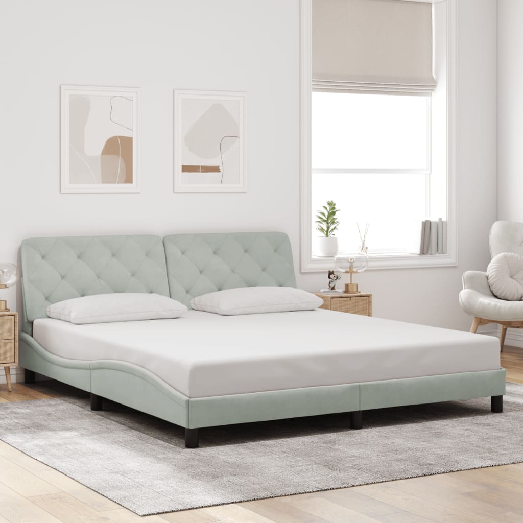Bedframe met LED zonder matras fluweel lichtgrijs 180x200 cm is nu te koop bij PeponiXL, paradijselijk wonen!