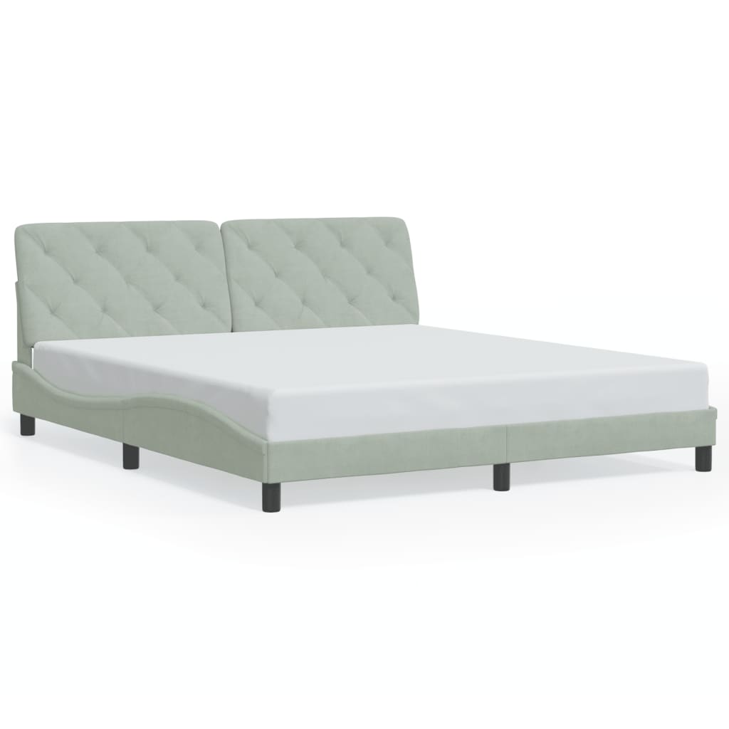Bedframe met LED zonder matras fluweel lichtgrijs 180x200 cm is nu te koop bij PeponiXL, paradijselijk wonen!