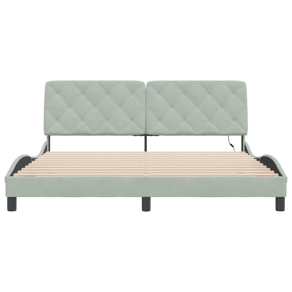 Bedframe met LED zonder matras fluweel lichtgrijs 180x200 cm is nu te koop bij PeponiXL, paradijselijk wonen!