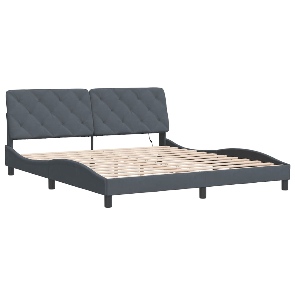 Bedframe met LED zonder matras fluweel donkergrijs 180x200 cm is nu te koop bij PeponiXL, paradijselijk wonen!