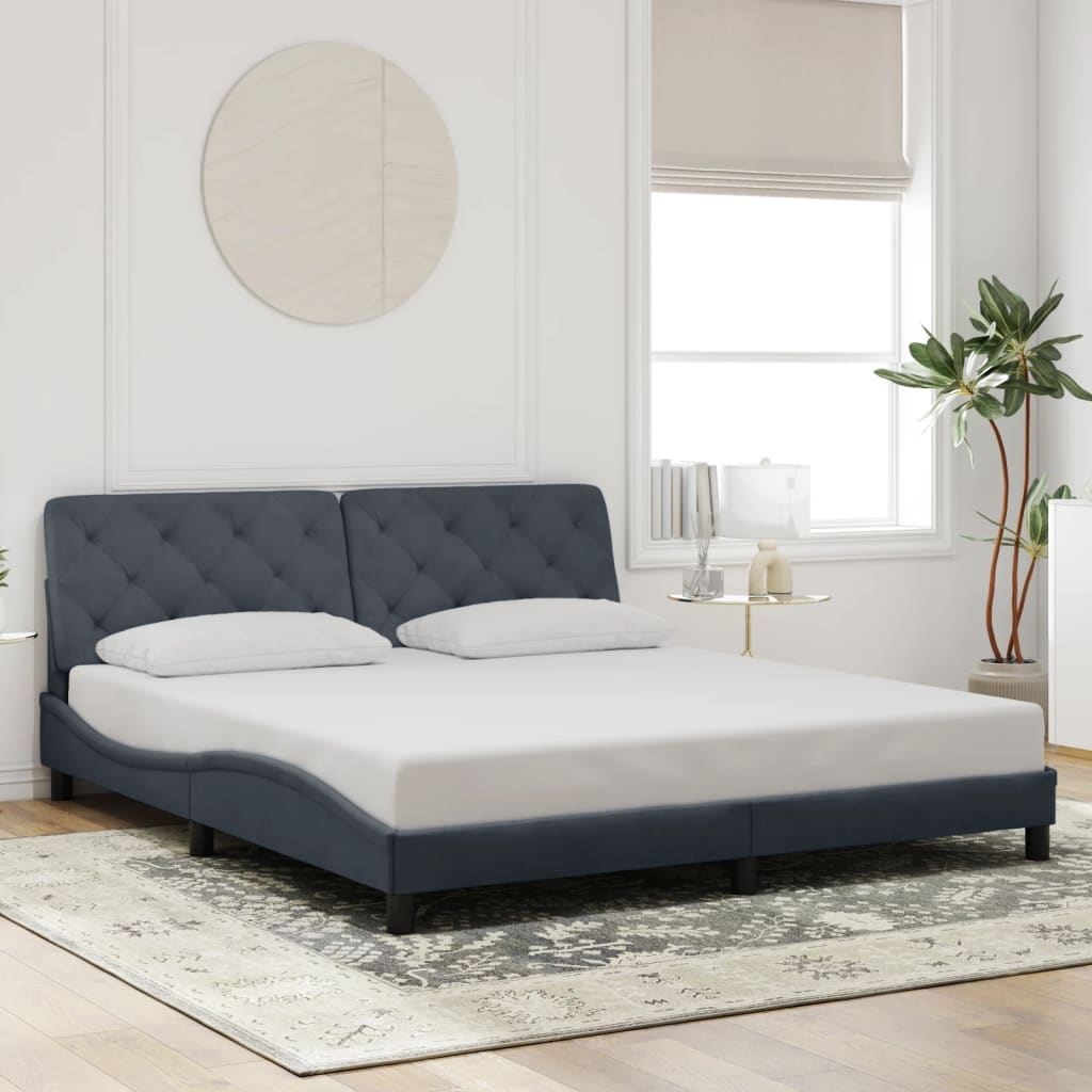 Bedframe met LED zonder matras fluweel donkergrijs 180x200 cm is nu te koop bij PeponiXL, paradijselijk wonen!