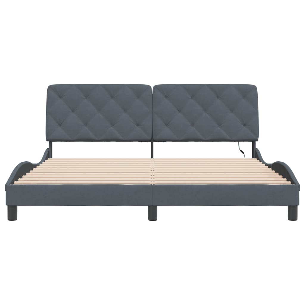 Bedframe met LED zonder matras fluweel donkergrijs 180x200 cm is nu te koop bij PeponiXL, paradijselijk wonen!