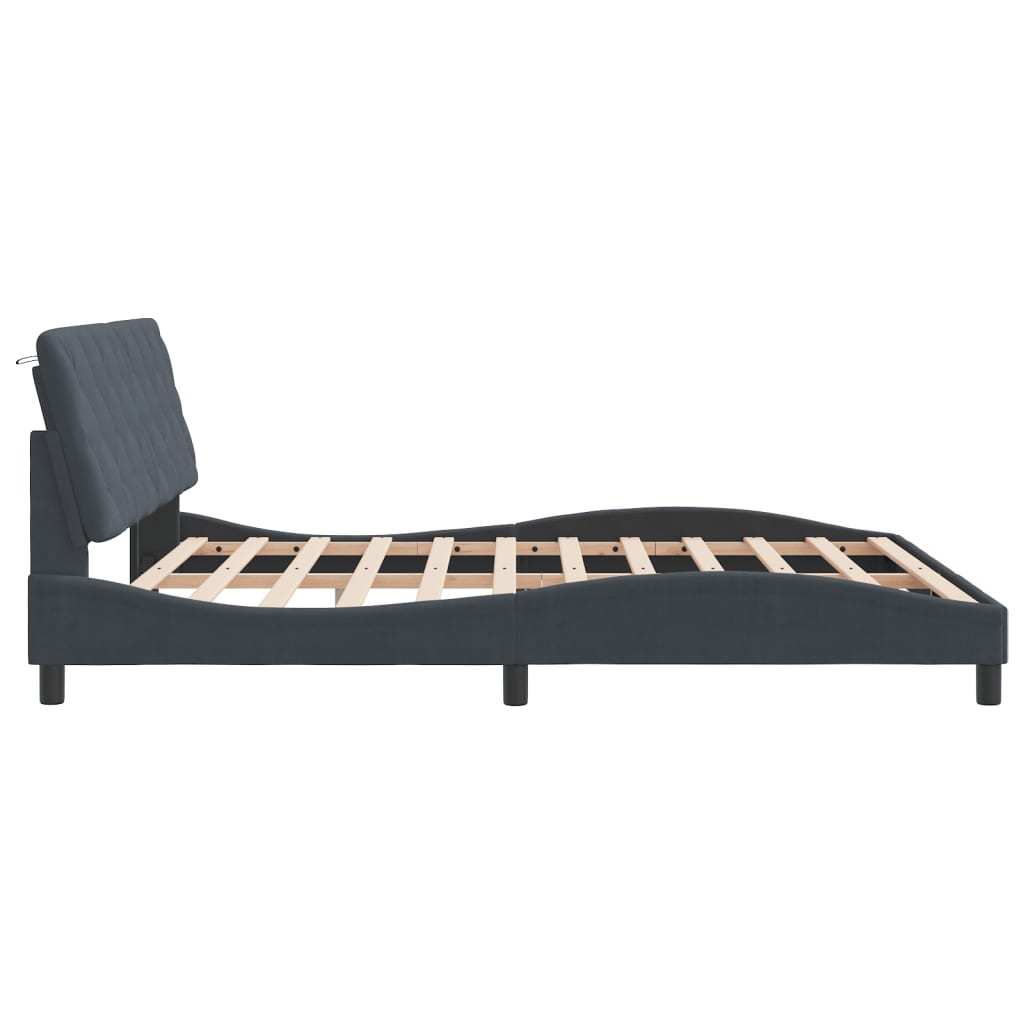 Bedframe met LED zonder matras fluweel donkergrijs 180x200 cm is nu te koop bij PeponiXL, paradijselijk wonen!