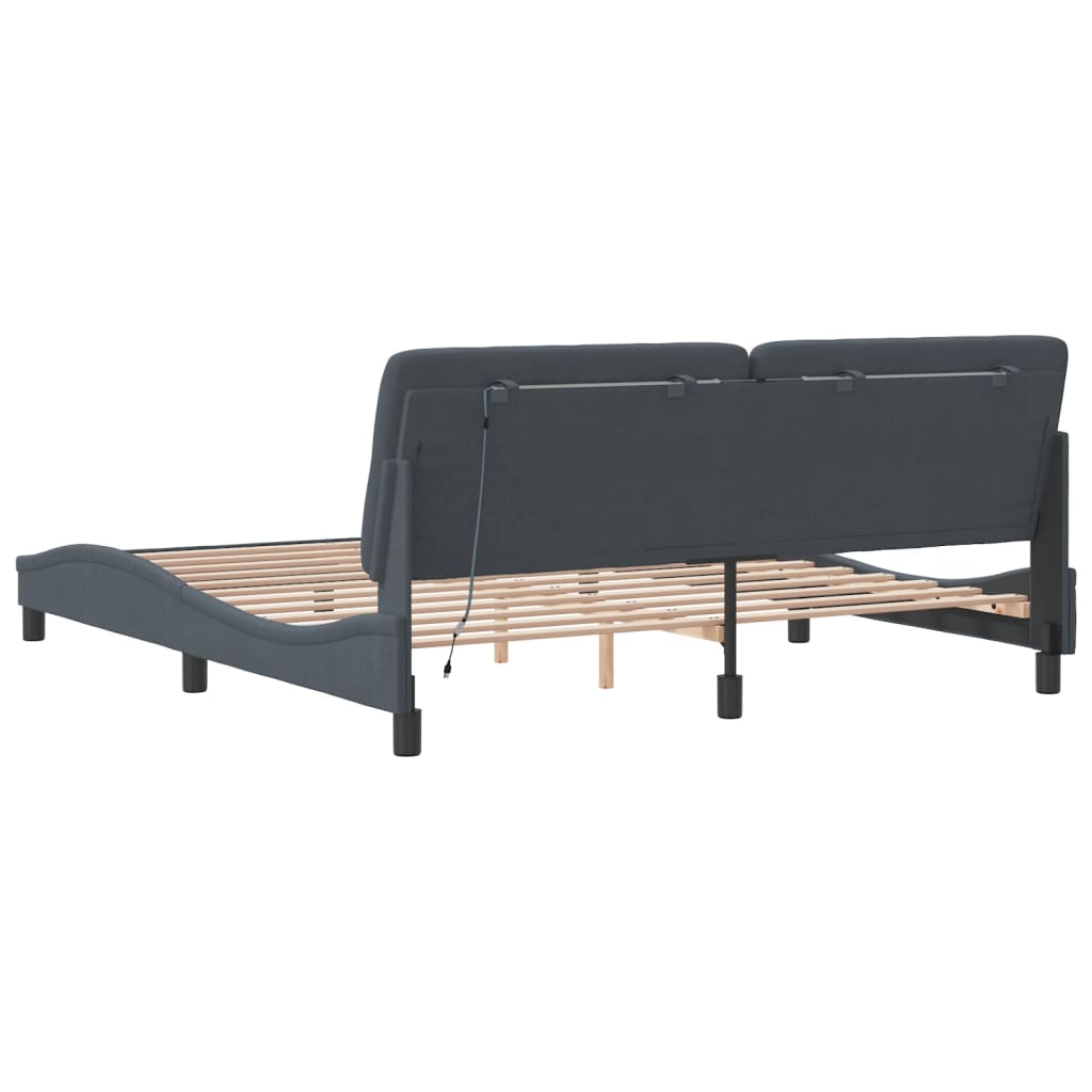 Bedframe met LED zonder matras fluweel donkergrijs 180x200 cm is nu te koop bij PeponiXL, paradijselijk wonen!