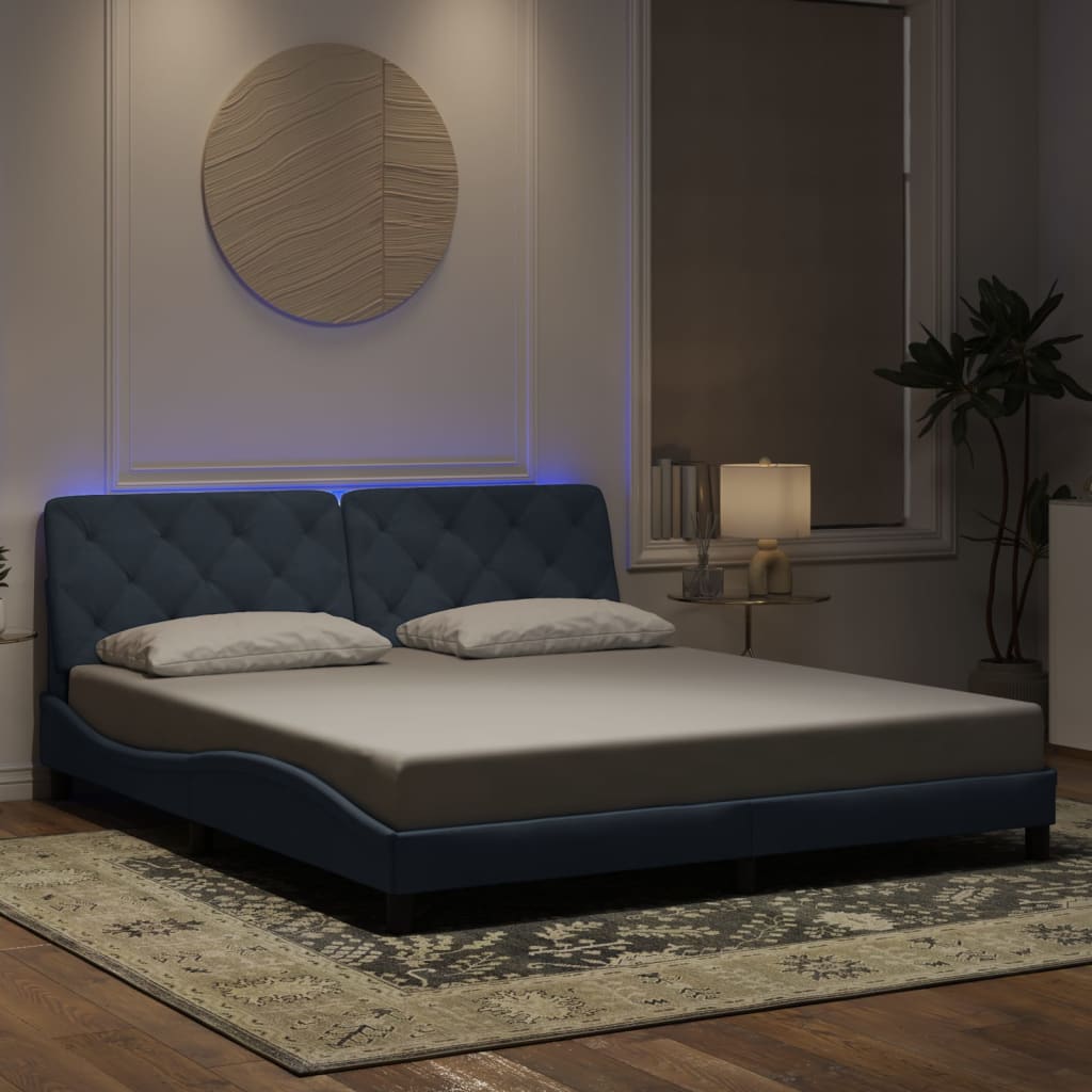 Bedframe met LED zonder matras fluweel donkergrijs 180x200 cm is nu te koop bij PeponiXL, paradijselijk wonen!